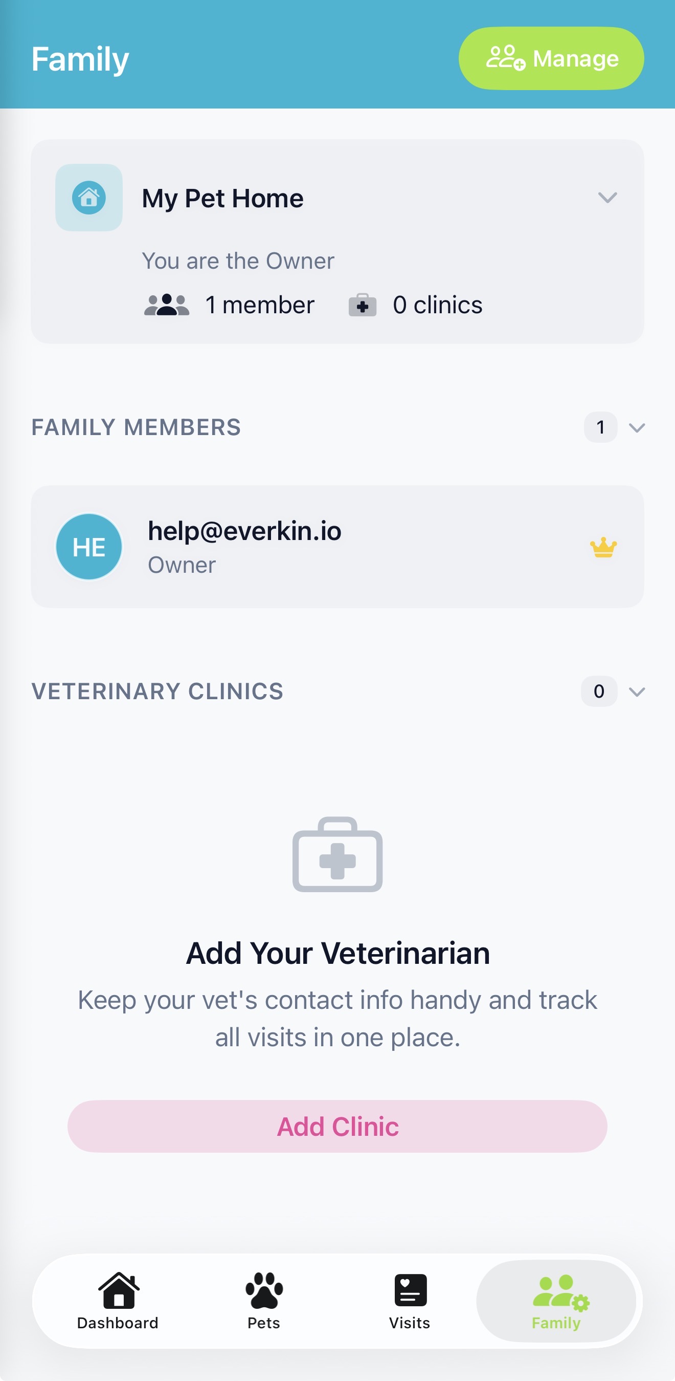 Household members view showing shared access